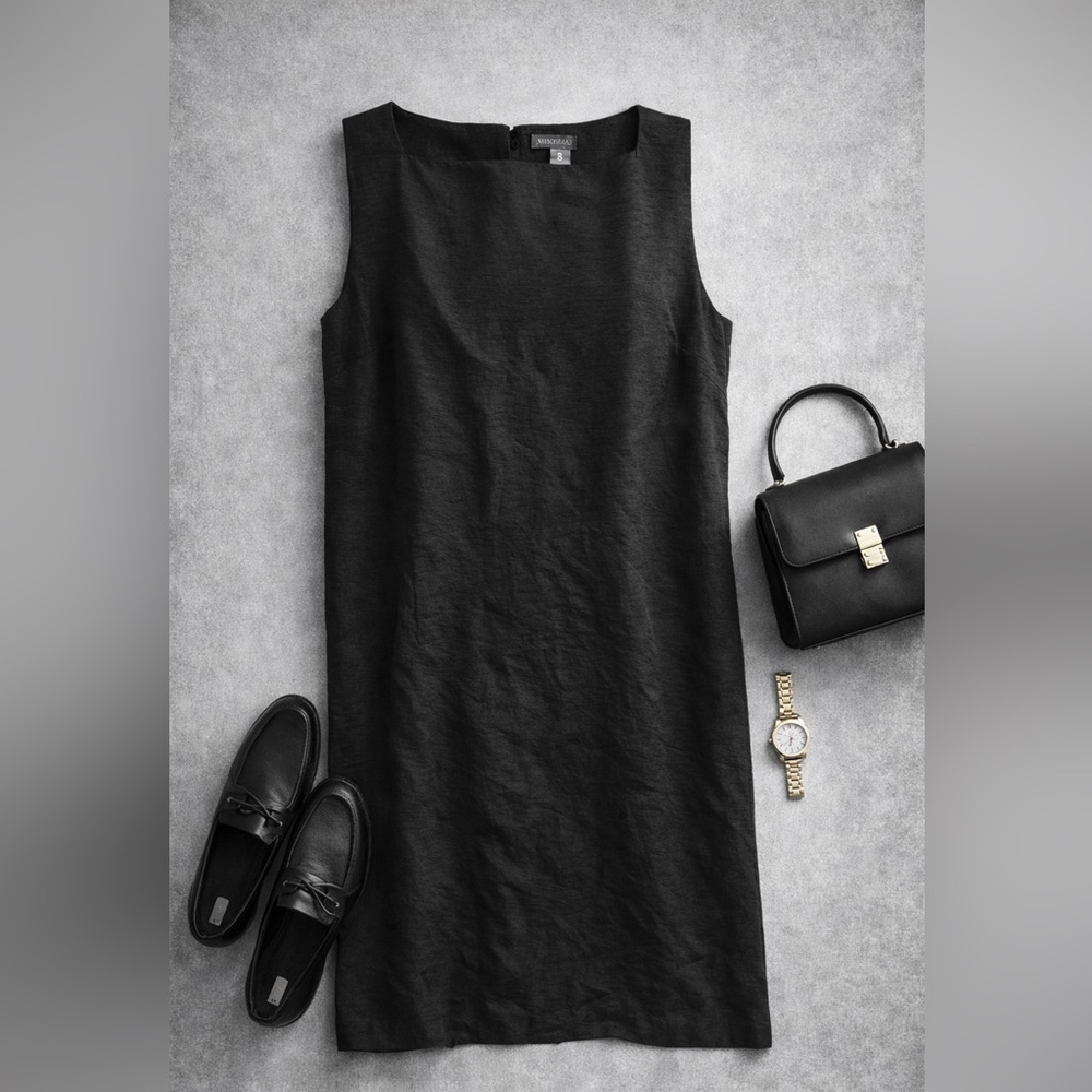 Venezia Black 100% Silk Sleeveless Shift Dress Plus Size 18 Minimalist